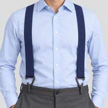 1pc Solid Color Elastic Strap Suspenders 4-Clip All Season Men's - A - View 4