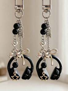 Unisex New INS Style Music Earphone Shaped Keychain, Creative Mini Bow & Musical Note Accessory, Personalized Phone Chain, Bag & Car Key Pendant, Music Festival & Music Lover Gift - Multicolor - View 13