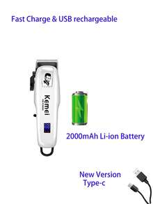 Kemei KM-PG809A 專業理髮器 USB充電式 男士理髮器 無線理髮器 - 白色 - 查看 5