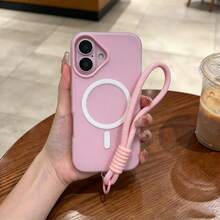 2PCS[Phone Case + Lanyard], Fresh Color Jelly 2-In-1 Magnetic Phone Case Compatible With Iphone 16 17 16e 17e, Matte Feel Anti-Drop Hard Shell Compatible With Iphone 15 14 13 11 16 Pro Max 17 Pro Max 18 Pro Max 12 - Baby Pink - View 4