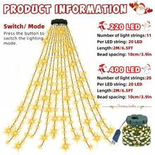 400/220 LED Christmas Indoor String Lights | 20/11 Code 2m Waterfall Tree Lights, USB Powered, High Brightness Bead Lights, 8 Modes, Suitable For Garden, Patio, Home, Christmas Tree Decoration, Holiday Decoration, Event Planning - Multicolor - View 4