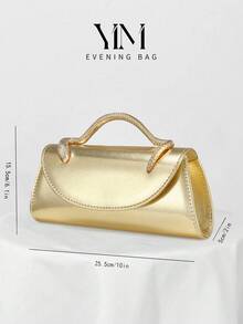 YMI STYLE Gold Fashion Luxury PU Leather Clutch, Snake-Shaped Handbag Design, Charming/Exquisite Wedding Clutch, Suitable For Evening Wear, Artificial Leather Design Handbag/Wedding/Ball, Equipped With Metal Chain, Showcasing Elegant Lady Style - Gold - View 6
