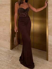 Women Long Dresses - Brown - View 4