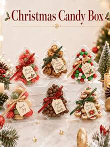 Christmas Tree Shaped Dessert Container, Elegant Appearance, Suitable For Valentine's Day, Easter And Thanksgiving Celebrations To Hold Desserts, Chocolates And Sushi, 10pcs Set: 5 Boxes + 5 Lids - Multicolor - View 3