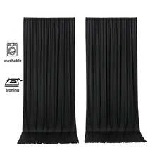 2pcs Black Satin Backdrop, Multi-Size Solid Color Background Cloth ...