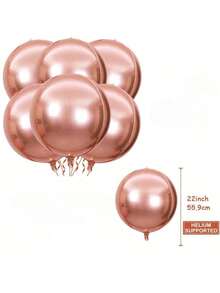 6pcs 22 Inch 4D Aluminum Foil Balloons Round Sphere Mylar Balloons Mirror Metallic Color Suitable For Wedding, Birthday, Anniversary, Graduation Decoration Party Supplies - Multicolor - View 6