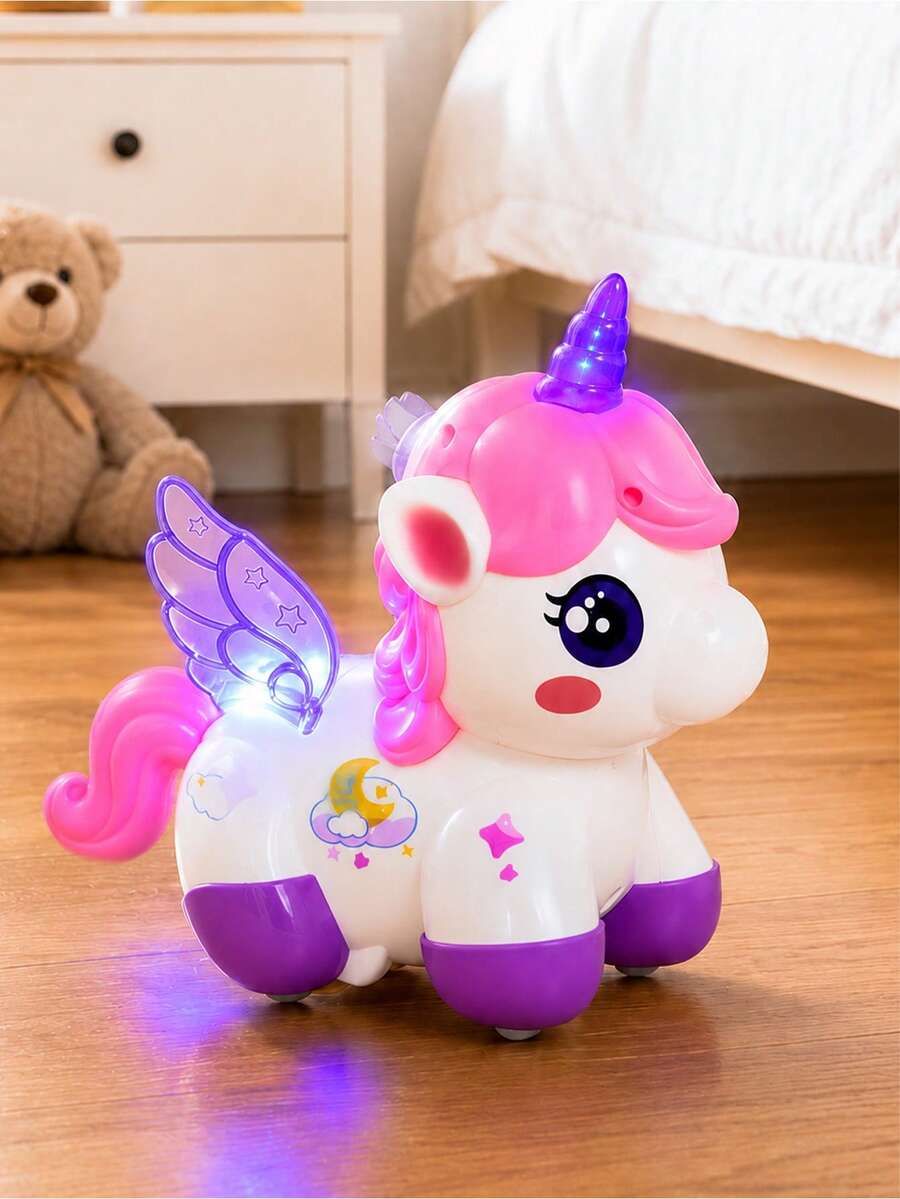 Electric Stunt Rotating Unicorn Toy, Rechargeable, With Music And Lights - Multicolor - View 1