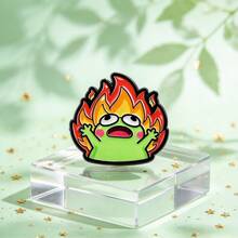 Funny Screaming Frog Enamel Pin, Cute Green Frog Surrounded By Fire Lapel Badge, Cartoon Meme Brooch For Backpack Jacket Hat, Fun Gift For Friends - Multicolor - View 4