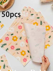100pcs Food Packaging Greaseproof Wax Paper, Oil-Resistant Disposable Wrapping Paper, Suitable For Sandwiches, Fries, Burgers, Multi-Purpose Kitchen Paper, Takeout Snacks, Home Use, Kitchen Essential, Suitable For Wedding Occasions - Multicolor - View 14