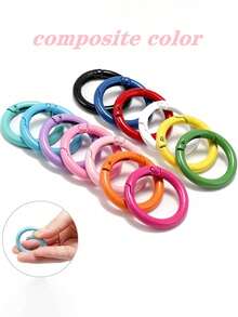 10/30/60/120pcs Random Color Zinc Alloy Spring O-Rings - Keychain Making Supplies Keychain Charms Bag Charms Purse Charms Purse Accessories Carabiner Clip Durable Metal Quick Release Buckles For DIY Keychains, Straps, Dog Leashes | Easy Open/Close - Multi-color - View 3