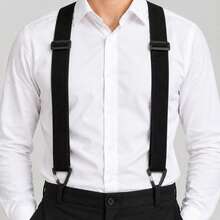1pc Geometric Pattern Elastic Band Suspenders, 3-Clip, All Season, For Men - A - View 1