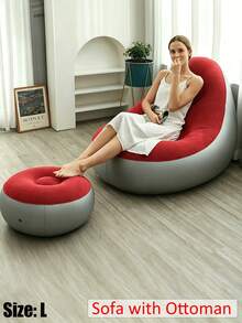Inflatable Sofa And Footstool Slouchy Chair, Foldable Portable Slouchy Sofa With Footstool, Inflatable Sofa Chair Suitable For Living Room, Bedroom, Outdoor, Balcony And Camping, Best Gift For Family: Most Comfortable Sofa - New Model - View 25