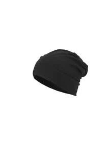 1pc Solid Black All-Match Versatile Beanie Hat, No Brim, Multi-Color Options, Versatile, Warm And Comfortable - Multicolor - View 12