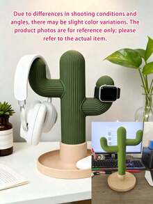 1 buah Stand Headphone Resin Modern Berbentuk Kaktus, Tekstur Garis Vertikal dengan Baki Penyimpanan Bulat, Rak Penyimpanan Headphone/Jam Tangan Pintar/Earphone In-Ear Multi-Kait, Stand Pajangan Meja, Cocok untuk Dekorasi Kantor, Ruang Belajar, Meja Gaming, Hadiah Natal - MultiWarna - View 11