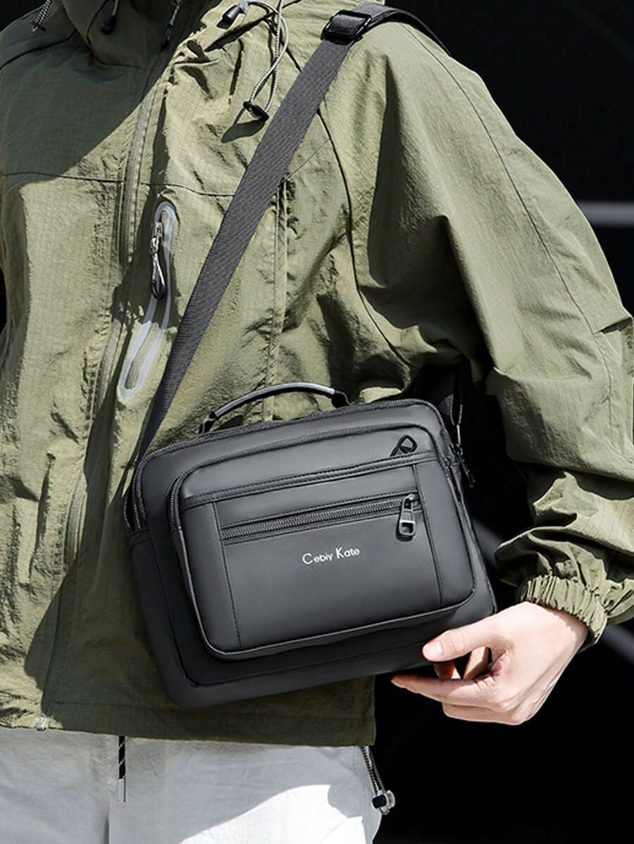 New Waterproof Oxford Fabric Men's Business Casual Horizontal Small Square Messenger Bag, Commuter Crossbody Bag, Handbag