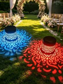 Mandala Lantern Warm Light/Colored Light/White Light, Solar Powered Outdoor Projection Wall Light, Mandala Theme LED Solar Light, Suitable For Garden, Patio And Stair Lighting, As Well As Yard, Backyard And Front Door Decoration - Warm Colors - View 6
