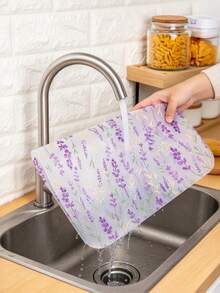4 Reusable Refrigerator Pads - Lavender Print, Drawer Lining, Moisture-Proof Pad, EVA Material Suitable For Refrigerator And Kitchen Decoration (Non Self-Adhesive), Kitchen Essentials/Tools/Supplies/Accessories, Christmas, Kitchen Accessories - Multicolor - View 2