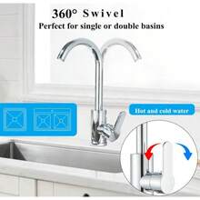 Kitchen Sink Mixer Taps Swivel Spout Single Lever Tap Mono  Faucet Modern - Silver - View 10