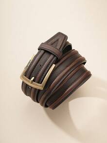 1pc Vintage Men's Belt, Western Cowboy Style, Jeans Belt, PU Leather And Split Cowhide Material Strap - BH1280 - View 6
