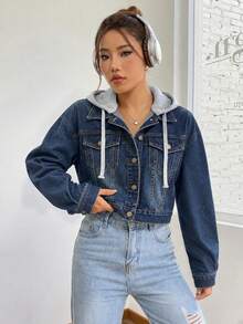 Women Denim Jackets & Coats - Dark Wash - View 4