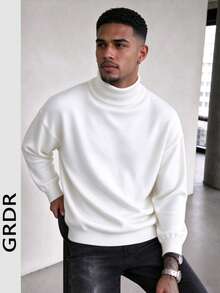 GRDR Nuevo Suéter de Cuello Semi-Alto Suave Otoño/Invierno, Top de Punto Casual, Capa Base Cálida - Blanco - Ver 1