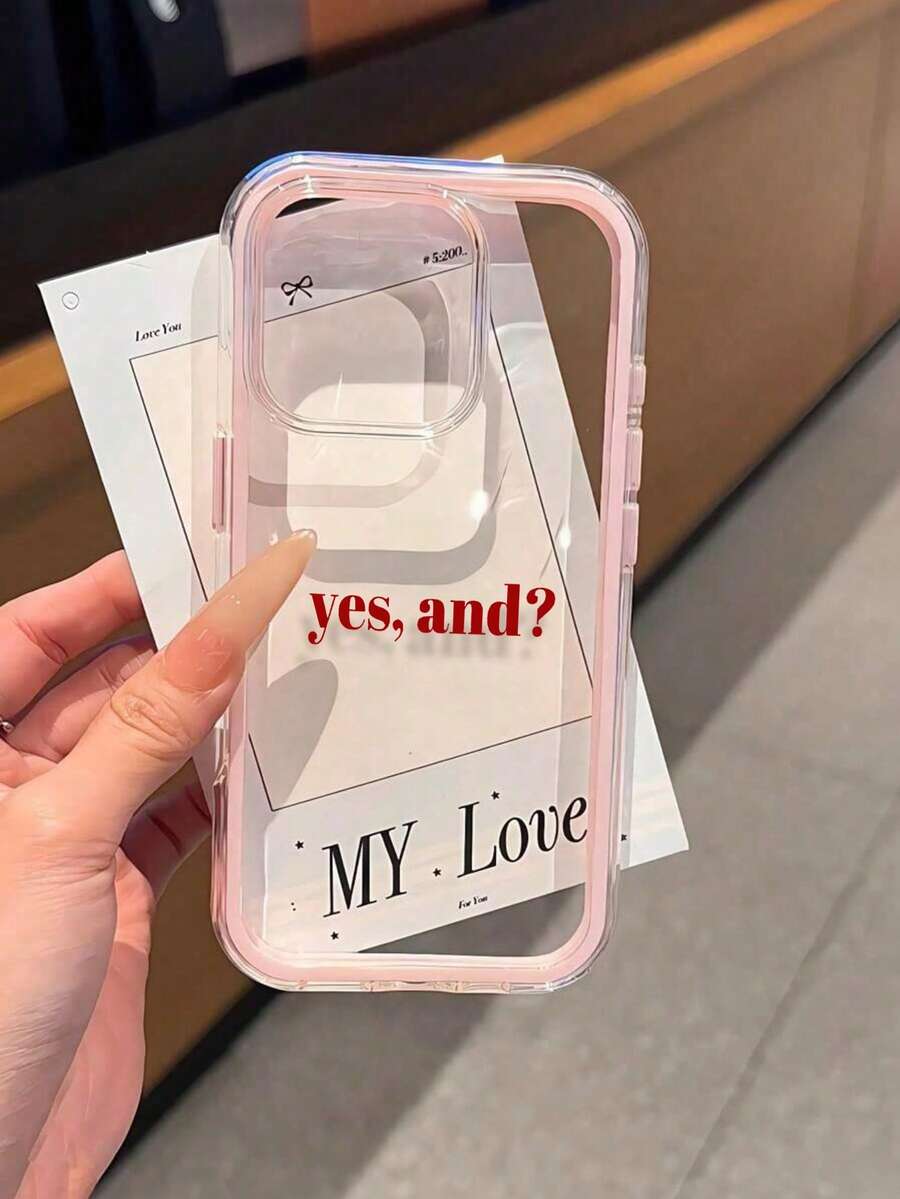 1件粉色英文「Yesand」個性化 2合1 極簡全包覆 TPU 防震手機殼,適用 Apple 18 17 16 15 14 13 12 11 Pro Max 保護殼 Air,兼容三星系列 - 彩色 - 查看 1