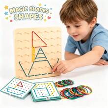 Geometric Sensory Board Toy, Pegboard Puzzle Game, Educational Shape Building Toy, Develops Children's Thinking, Spatial Orientation, Creativity And Imagination. - Multicolor - View 2