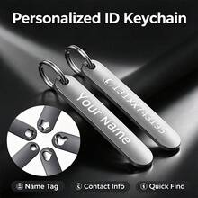 1pc Personalized Engraved ID Keychain, Custom Name & Phone Number Stainless Steel Key Tag, Anti-Lost Car Key Ring, Unisex Customized Text Keychain Gift - Multicolor - View 11