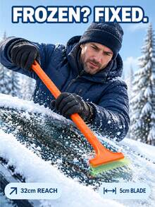 1/3pc 32cm Portable Car Ice Scraper, Ergonomic Non-Slip Handle, Plastic+PU Blade, T-Shaped 3-In-1 Snow Shovel, Wear-Resistant Blade, Removes Snow And Frost, Winter Car Windshield Snow Scraper, Suitable For Cars, Home, Garden - Snow Shovel - View 1
