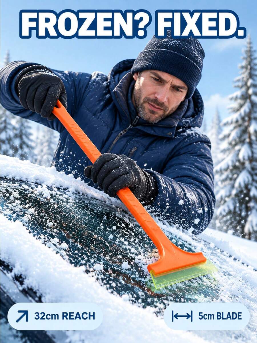 1/3pc 32cm Portable Car Ice Scraper, Ergonomic Non-Slip Handle, Plastic+PU Blade, T-Shaped 3-In-1 Snow Shovel, Wear-Resistant Blade, Removes Snow And Frost, Winter Car Windshield Snow Scraper, Suitable For Cars, Home, Garden - Snow Shovel - View 1