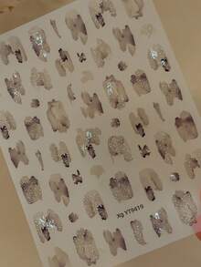 1 Sheet Autumn Winter Nail Stickers, Chinese Style Ink Wash Petal Nail Stickers, Orange Pink Blush Gradient Self-Adhesive Nail Decorations - Multicolor - View 7