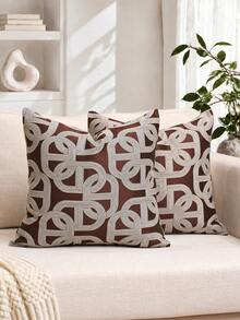1 Piece Luxury Decorative Throw Pillow Cover Set, Textured Geometric Square Design, Suitable For Sofa, Living Room, Bedroom, Farmhouse, Also As Gifts - Taupe-beige - View 4