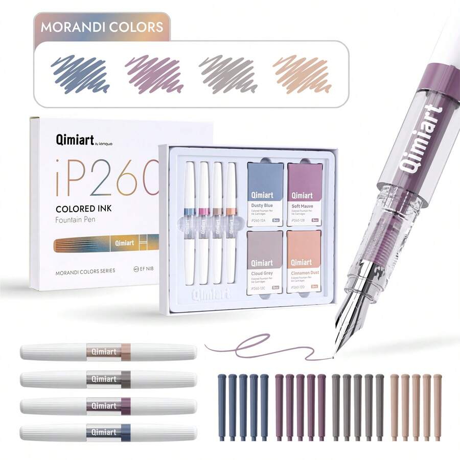 Languo 24pc Set (4 Pens + 20 Replacement Ink Cartridges), 5 Color Series, Colorful Pens, 0.5mm Nib, Perfect For Daily Writing, Office, Business Signing, Holiday Gift - Sets - View 1