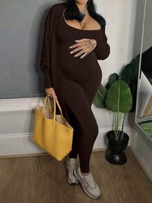 Maternity Jumpsuit, Fashionable, Comfortable, Suitable For Sports And Home Wear Summer Brown - Brown - View 4