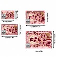 1PC Pink Bow Christmas Tree Pattern Decorative Carpet, Sweet Romantic Holiday Exquisite Faux Cashmere Rectangular Machine Washable Asymmetrical Rug, Suitable For Christmas/Entryway/Bathroom/Kitchen/Bedside/Winter Festive Atmosphere Home Decor - Multicolor - View 3
