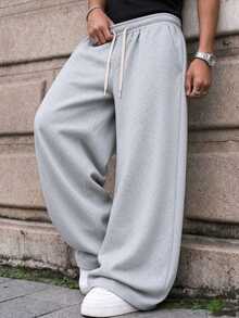 1pc Tween Boys Loose Fit Wide Leg Pants, Casual Relaxed Style Trousers - Light Grey - View 10