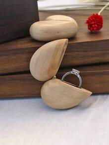 1Pc Customizable Text Wooden Heart-Shaped Ring Box, Suitable For Weddings, Engagements, Proposals, Anniversaries, And Jewelry Storage - Multicolor - View 4