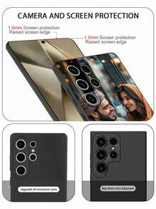 客製化照片簽名黑色防震手機殼，適用 S26 S25 S24 Ultra Plus、18 17 16 15 14 Pro Max、A56 A55 A17 A07 10A 10Pro 9Pro 8A，保護殼，送給她的禮物，客製化科技手機殼 - 黑色 - 查看 7