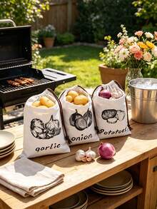 2pcs Reusable Onion Potato Garlic Vegetable Storage Bags, Vegetable Freshness Bags With Drawstring Closure Design, Keep Vegetables Fresh (Non-Food Contact) - Multicolor - View 7