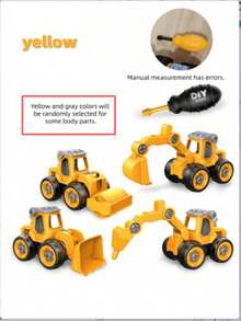 Bộ đồ chơi xe công trình tháo lắp cho trẻ em, xe công trình lắp ráp DIY kèm tua vít, đồ chơi khối xây dựng giáo dục, quà tặng học tập thực hành phù hợp cho bé trai và bé gái - Nhiều màu - Xem 10