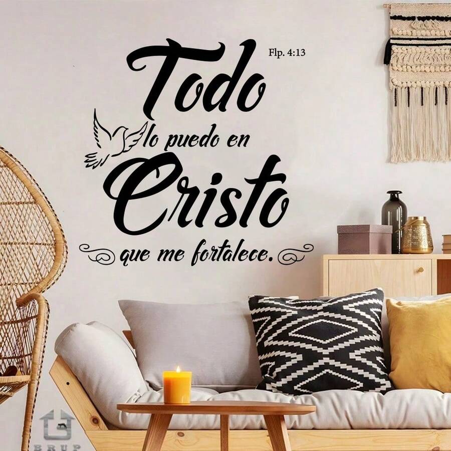 1 Conjunto Adesivos de Parede com Versículo Bíblico em Espanhol ...