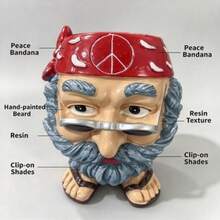 Hippie Old Man Face Resin Flower Pot - A - View 4