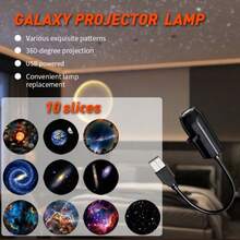 360° Rotating Galaxy Projector Lamp, 3/6/10 Starry Sky Patterns, Replaceable LED Slide, USB Powered. Romantic Atmosphere Decor For Bedroom Ceiling, Outdoor Camping, Astronomy Education, Christmas, Valentine's Day, Birthday Gift - Galaxy Projector - View 13