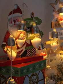 Christmas Bulb Shape LED String Lights, 1.5m 10LED, Transparent Shell With Santa, Snowman, Reindeer Ornaments, Snow Effect, Battery Powered, Decor For Xmas Tree, Window, Bedroom Holiday - Christmas Light Bulb String - View 5