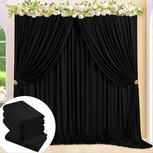 2pcs Black Satin Backdrop, Multi-Size Solid Color Background Cloth ...
