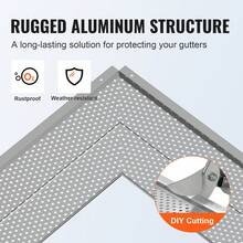 Gutter Guard, 152mm Width, Aluminum Leaf Filter DIY Gutter Cover, 52 PCS 528cm Total Length, 4mm Hole Diameter & 0.5mm Thick Fits Any Roof Or Gutter Type - 52 Pcs - View 5