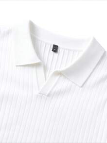 GRDR Men's Autumn/Winter Knit Sweater, Turn-Down Collar Solid Color Long Sleeve, Suitable For Summer Outings, Fashion Essential - White - View 5