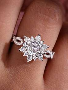 1pc Beautiful Cubic Zirconia Ring For Women, Wedding Engagement Party Jewelry, Valentine's Day Gift - 1# - View 10