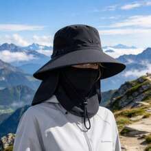1pc 360° Full Coverage Sun Hat, Detachable Face & Neck Guard Quick Dry Bucket Hat, UV Protection Outdoor Hat, Suitable For Hiking, Fishing, Beach, Travel - and Shawls That Can Be Inserted - View 2