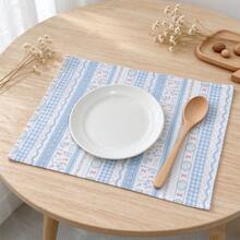 1/2/6pcs Cute Sweet Artistic Ins Style Blue & Pink Tone Tablecloth Photography Decoration Fabric Napkin Placemat - Baby Blue - View 1